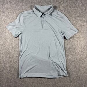 Lululemon Evolution Polo Shirt Mens Blue Gray Short Sleeve Golf Performance M